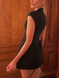 Flying Sleeve Deep V-neck Mini Dress
