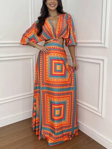 Aurohaya Waist Hollow Bat Sleeve Dress