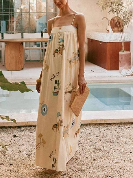 Aurohaya Sling Printed Maxi Dress