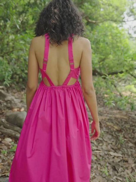 Aurohaya Vacation Style Backless Strap Dress
