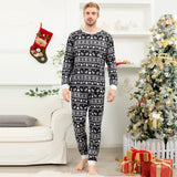 Christmas Black-White Print Family Matching Pajamas Set