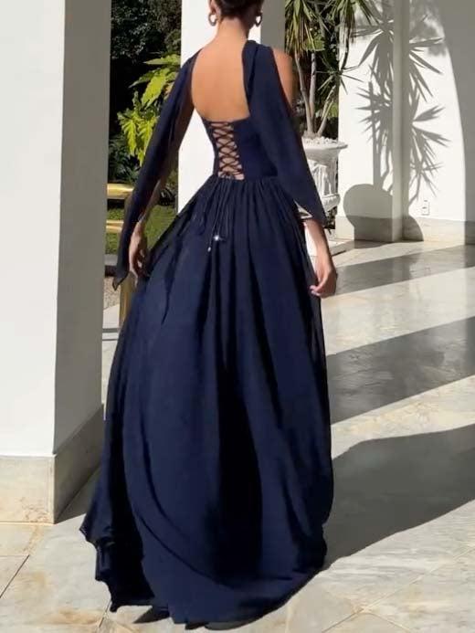 Aurohaya Scarf Tube Top A- Line Maxi Dress