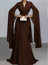 V-neck High-waisted A- Line Maxi Dress