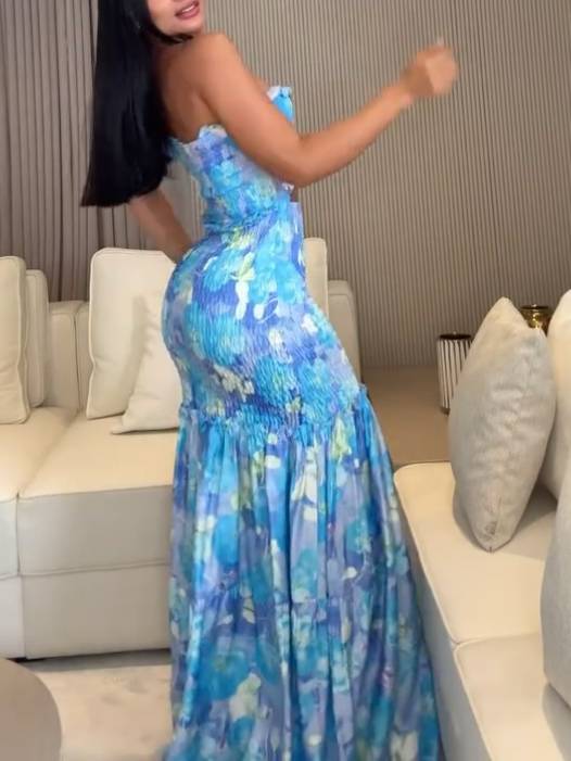 Aurohaya Halter Neck Tube Top Printed Dress