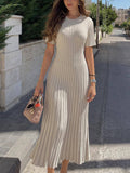 Fashion Knitted Casual Waist Midi Dress