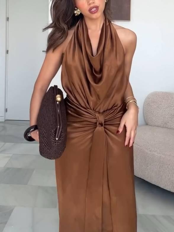 Aurohaya Swing Collar Slit Dress