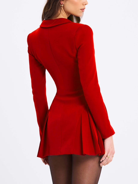 Aurohaya Elegant Deep V-neck Pleated Mini Dress