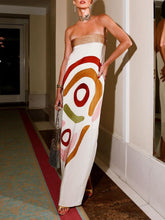 Aurohaya Fashionable Abstract Graffiti Print Midi Dress White