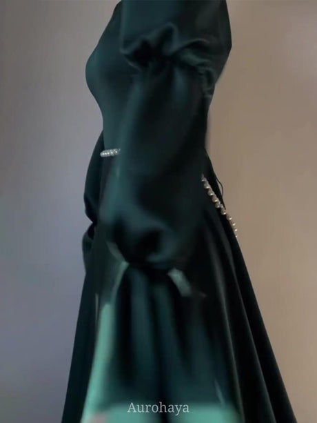 Aurohaya Round-Neck Ornate Trims and Puff Bell Sleeves Maxi Dress, DES108