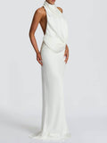 Camille Backless Sequin Satin Maxi Dress