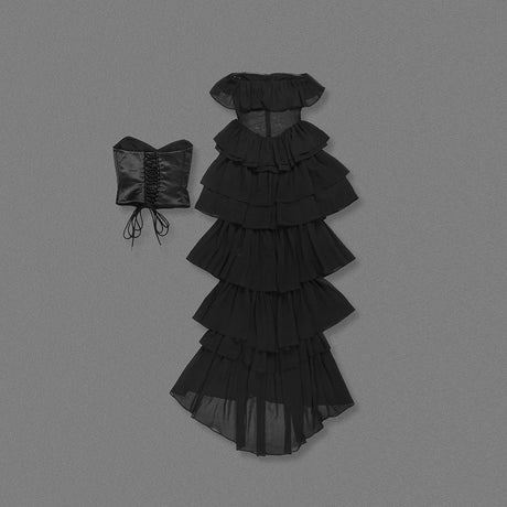 Aurohaya Justine Strapless Tiered Maxi Dress