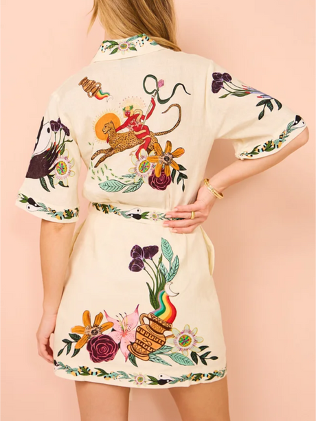 Aurohaya Modern Sophisticated Feel Satin Unique Print Mini Dress