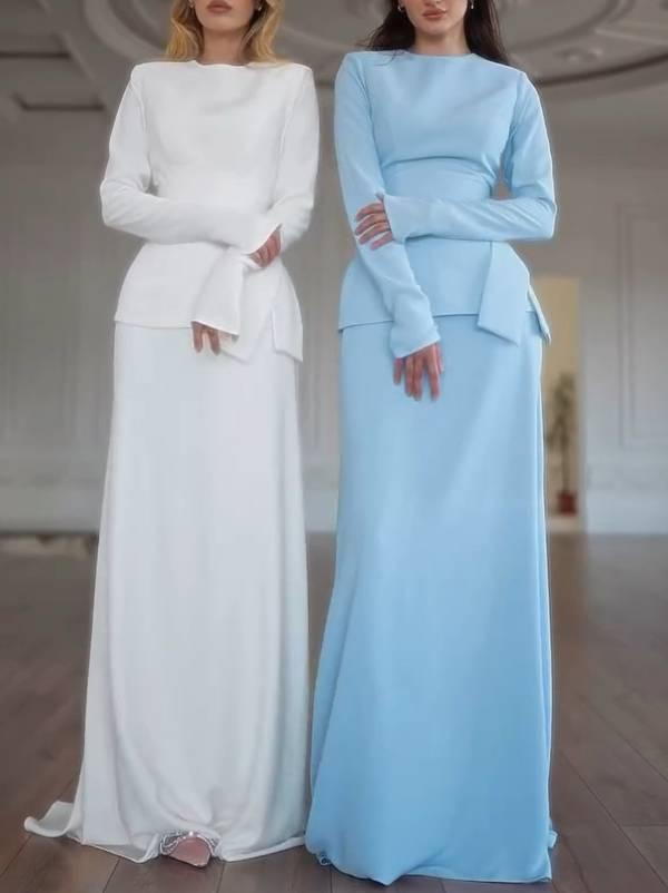 Aurohaya Waist Belt Design Maxi Dress Set