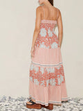 Vacation Style Floral-Print Suspender Dress