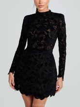 Aurohaya Elegant And Sophisticated Lace Mini Dress Black