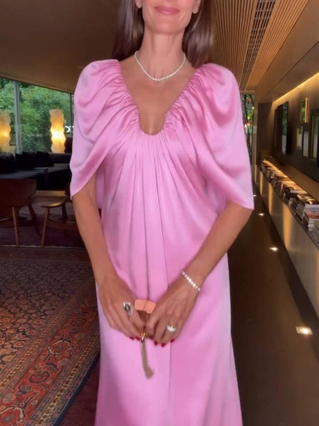 Aurohaya Distinctive U Neck Cape Design Maxi Dress