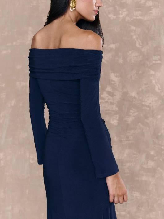 Aurohaya Off-shoulder Irregular Hem Maxi Dress