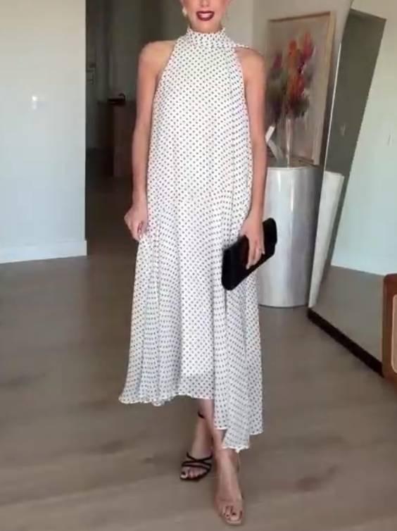 Aurohaya Irregular Hem Polka Dot Dress