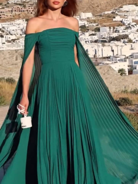 Aurohaya Tube Top Shawl Design Pleated Maxi Dress