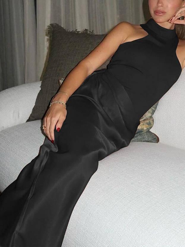 Aurohaya Slim-fit Stitching Hollow-out Maxi Dress