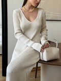 Minimalist Long Sleeve Knitted Maxi Dress