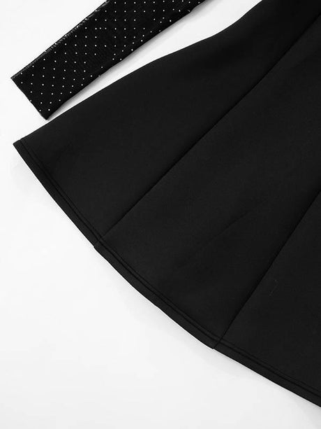 Aurohaya Flash Mesh Long Sleeve Back Lace-Up Mini Dress