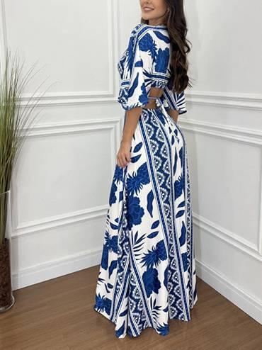 Aurohaya Waist Hollow Bat Sleeve Dress