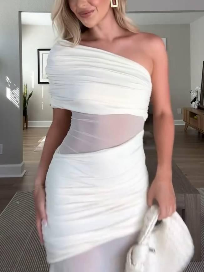 Aurohaya Off-shoulder Tulle Maxi dress