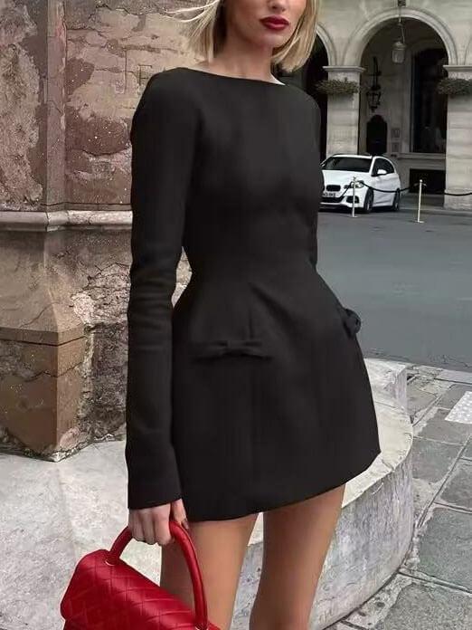 Aurohaya Elegant And Sophisticated Bow Mini Dress