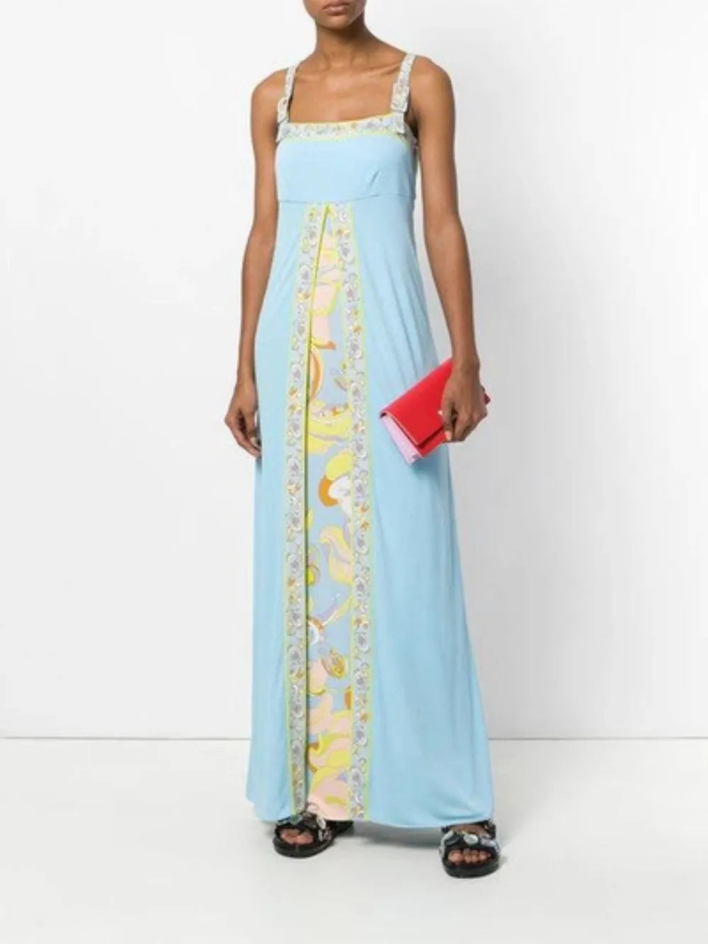 Aurohaya Unique And Classic Adjustable Shoulder Strap Dress Blue