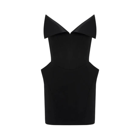 Aurohaya Alba Black Barrel Waist Corset Mini Dress