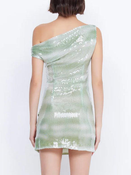 Aurohaya Elegant Off-shoulder Sequined Mini Dress