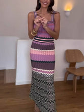 Wavy Pattern Knitted Sling Dress