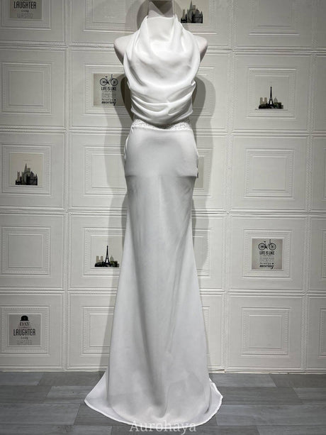 Aurohaya Camille Backless Sequin Satin Maxi Dress