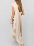 Aurohaya Elegant Stylish Sleeveless Pleated Maxi Dress