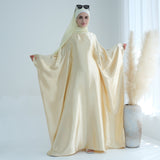 Bright Lemon Yellow Butterfly Abaya with Hijab