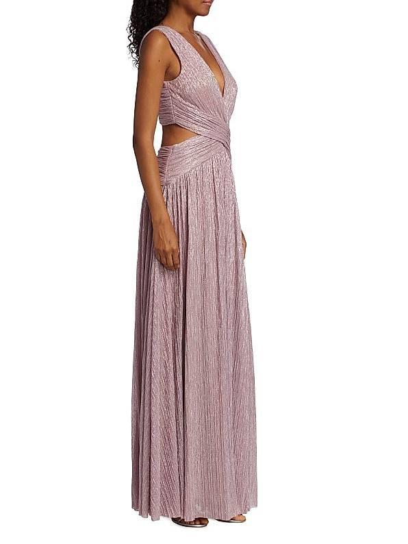Aurohaya V-Neck Hollow Slit Maxi Dress