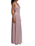Aurohaya V-Neck Hollow Slit Maxi Dress