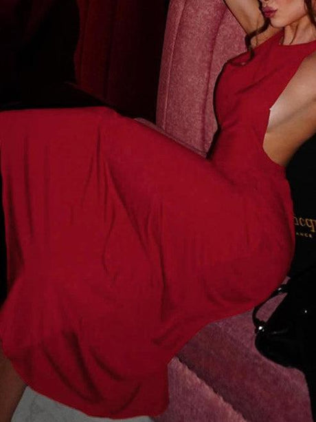 Aurohaya Halter Neck Strappy Sexy Backless Dress