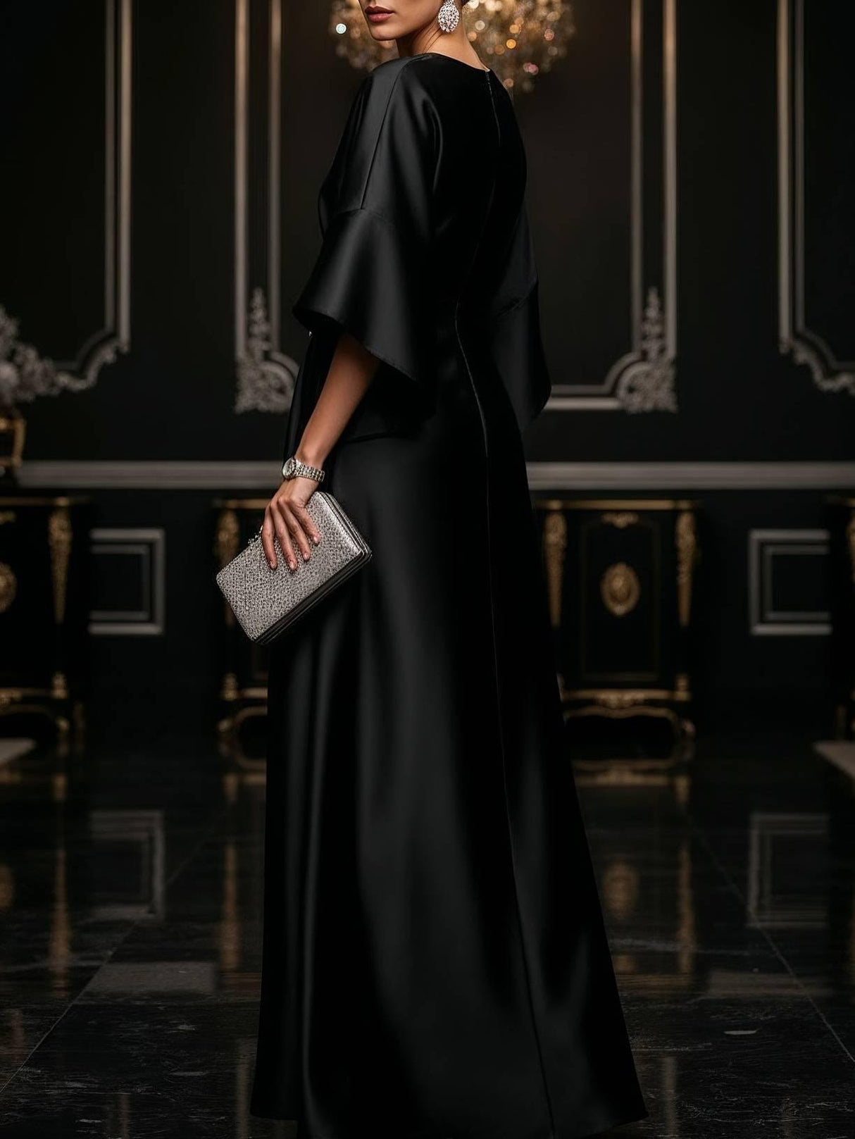 Aurohaya Elegant Pleated Design Maxi Dress