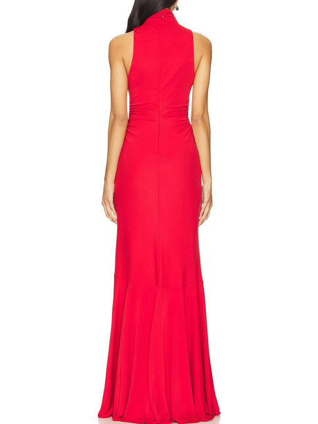 Aurohaya Lace-Up Design Side Slit Maxi Dress