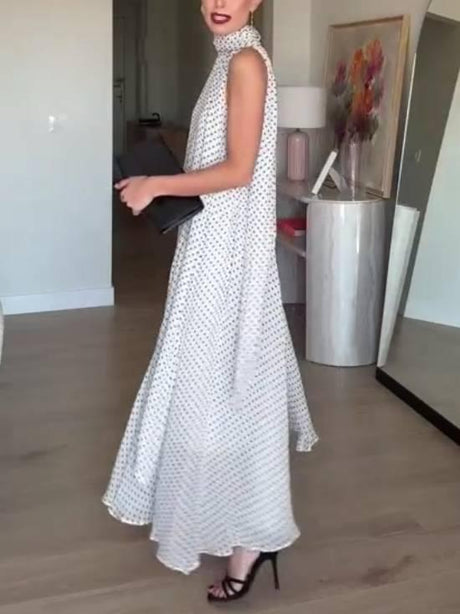 Aurohaya Irregular Hem Polka Dot Dress