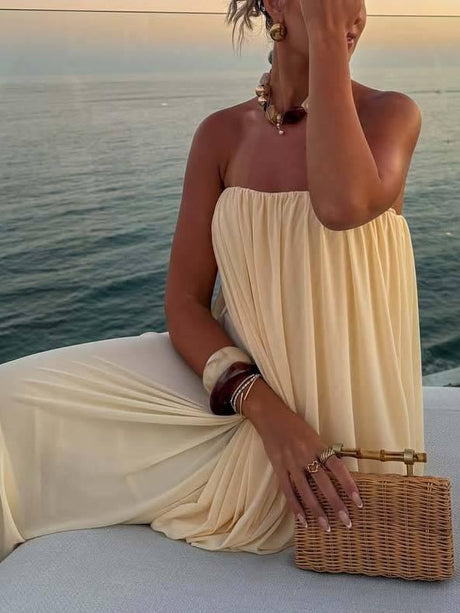 Aurohaya Unique Design Loose Tube Top Maxi Dress