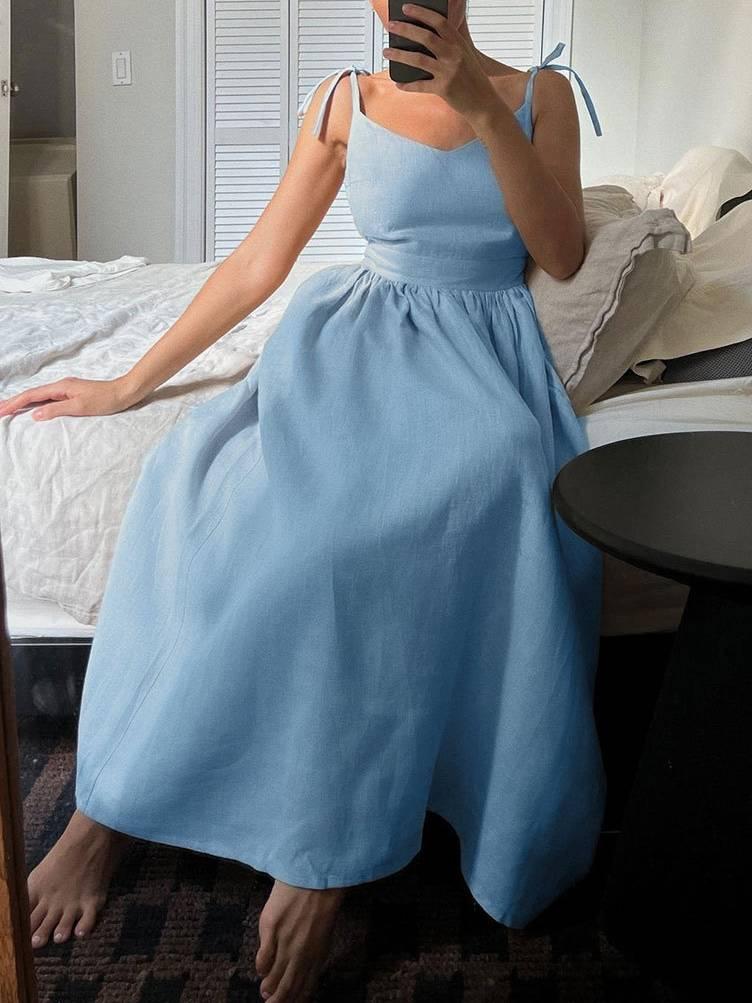 Aurohaya Elegant Sexy Strap Backless Dress