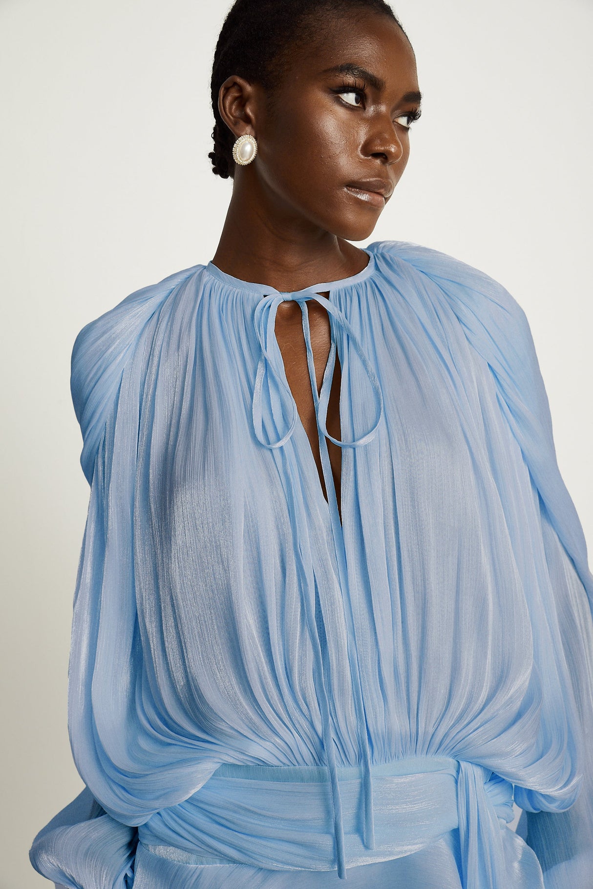 Aurohaya Eugénie Blue Fully Pleated Ruffled Mini Dress