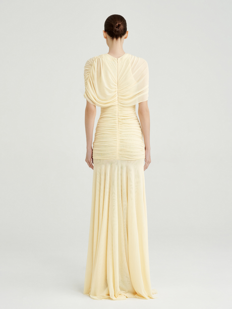 Aurohaya Mado One Shoulder Ruched Maxi Dress