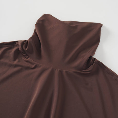 Aurohaya Charitina Brown Fitted Ruched Midi Dress