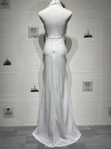 Aurohaya Camille Backless Sequin Satin Maxi Dress