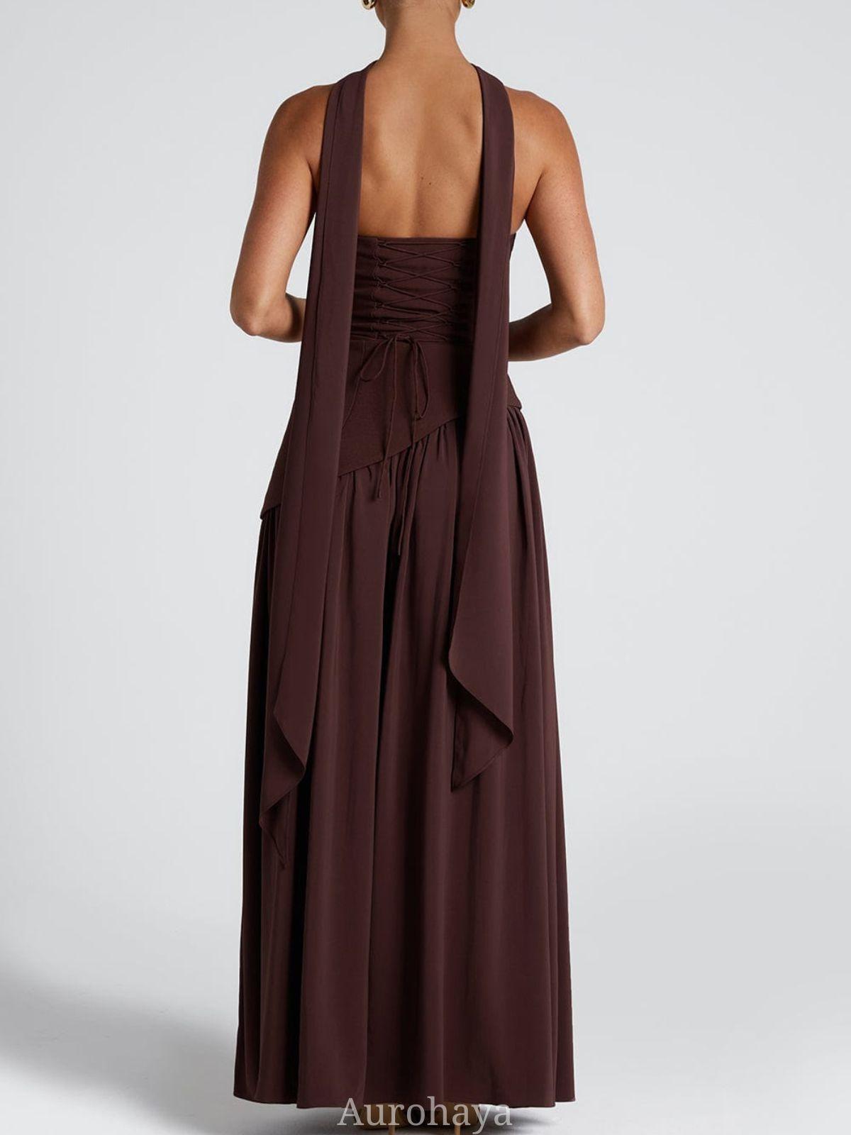 Aurohaya Solène Asymmetrical Maxi Gown