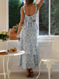 Sweet Floral Backless Sexy Midi Dress